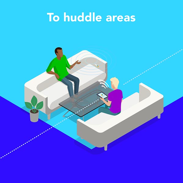 to huddle area